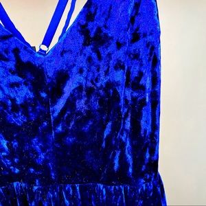 Forever 21 Indigo Crushed Velvet Fit and Flare Dress - M